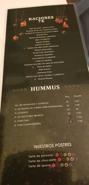 Menu back at El Candil in Almeria