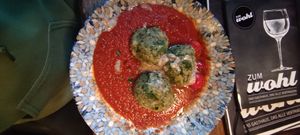 Spinach dumplings at Zum Wohl in Vienna