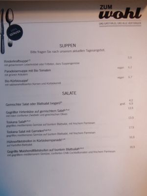 Soups and salads at Zum Wohl in Vienna