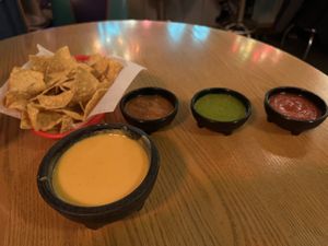 Vegan queso and other salsas  at Tex Tubb's Taco Palace in Madison