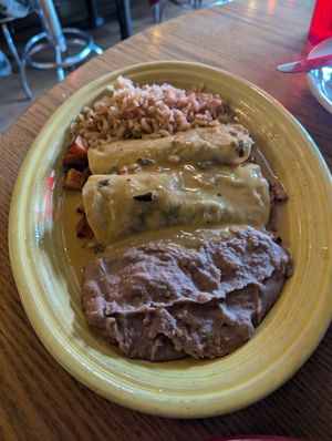 Enchiladas with cheeze sauce at Tex Tubb's Taco Palace in Madison