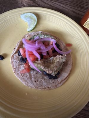 Deep fried breaded avacado taco vegan !   at Tex Tubb's Taco Palace in Madison