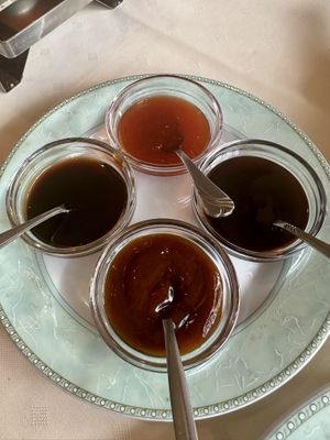 Sauces for the hotpot  at De Oude Plek in Rotterdam