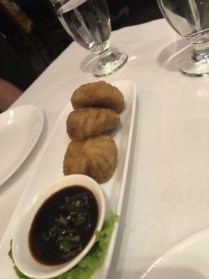 Chive dumplings at SriPraPhai in Williston Park