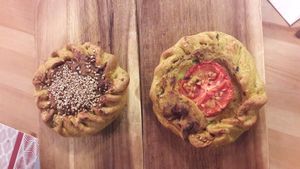 Aubergine tart, and potato and tomato tart at La Margherita in Bologna