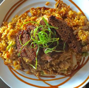 Krunk Rice with Ginger Seitan at Krunkwich Ramen House in Des Moines