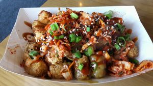 vegan kimchi tots at Krunkwich Ramen House in Des Moines