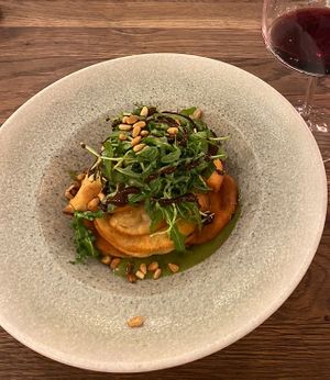 Mushroom & cashew ricotta potato dumplings  at Momo Restaurant in Waterford