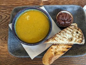 Vegan vegetable soup of the day at Momo Restaurant at Momo Restaurant in Waterford