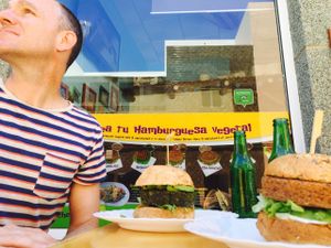 Whopping vegan burgers! at D.Sanchez Fresh Food in Fuerteventura
