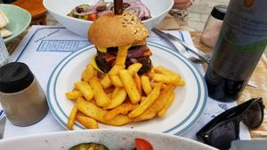 Fabulous burger and the best fries I've had in a long long time. at D.Sanchez Fresh Food in Fuerteventura