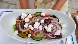 Greek salad. Very nice and the vegan cheese, wow! at D.Sanchez Fresh Food in Fuerteventura