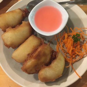 eggplant fritters at Golden Lotus Vegan in Newtown