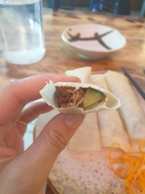 Duck pancakes at Golden Lotus Vegan in Newtown