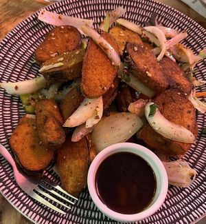 Fried Fish with Salt and Chilli at Golden Lotus Vegan in Newtown