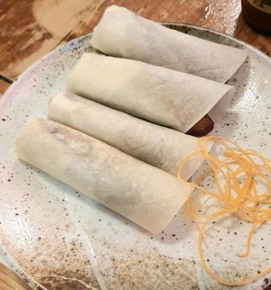 pancakes with mock duck (appetizer) at Golden Lotus Vegan in Newtown