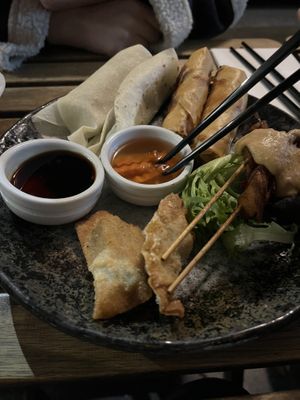 Mixed appetiser platter  at Golden Lotus Vegan in Newtown