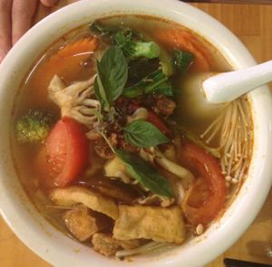 noodle soup (tom yum?) at Golden Lotus Vegan in Newtown