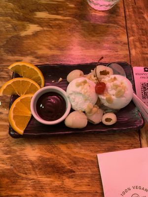 Lychee ice cream at Golden Lotus Vegan in Newtown