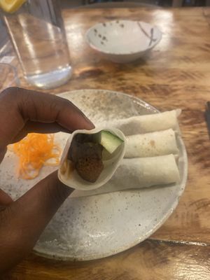 Inside duck roll  #Veganuary at Golden Lotus Vegan in Newtown