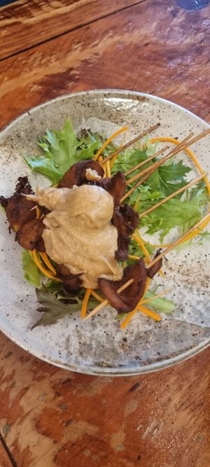 Satay skewers at Golden Lotus Vegan in Newtown