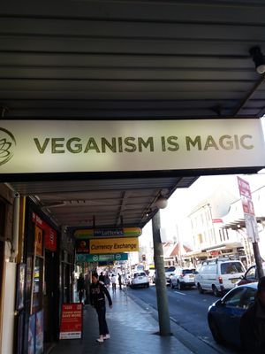Outside door signage Great at Golden Lotus Vegan in Newtown
