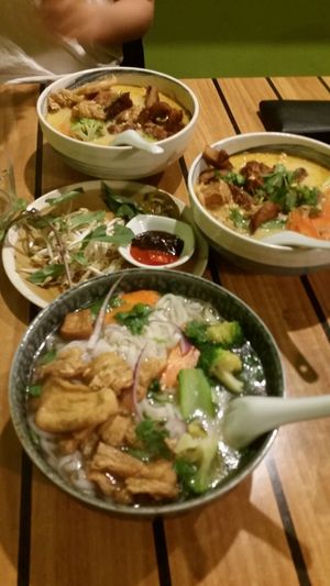 tofu pho and laksa (spicy!) at Golden Lotus Vegan in Newtown