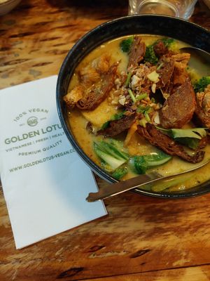 Combination laksa at Golden Lotus Vegan in Newtown
