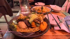Dry noodle stir fry  at Golden Lotus Vegan in Newtown