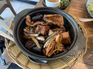 Eggplant claypot at Golden Lotus Vegan in Newtown