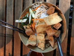 Rice noodle salad  at Golden Lotus Vegan in Newtown