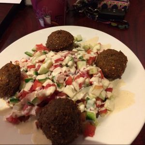 the falafel salad at Angel's Cafe in Sharon