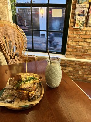 Vegan sandwich and smoothie   at Coco's Corner Shop in Amsterdam