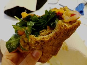 Vegan sub. Bad picture but damn tasty! at Coco's Corner Shop in Amsterdam