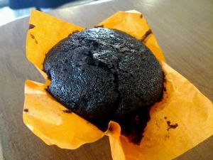 Amazing vegan chocolate muffin at Coco's Corner Shop in Amsterdam