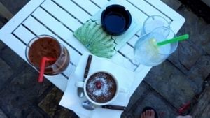 iced vanilla latte, chocolate mousse, gin & tonic at Art of Raw at The Garden Lounge in Zadar