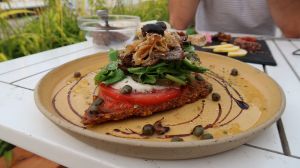 Raw vegan pizza at Art of Raw at The Garden Lounge in Zadar