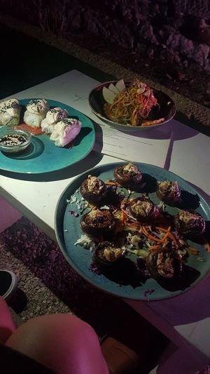 Mushrooms summer rolls and pad thai at Art of Raw at The Garden Lounge in Zadar