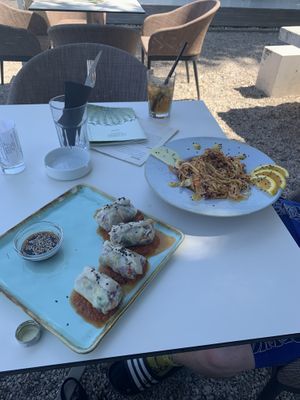 Pad Thai and spring rolls  at Art of Raw at The Garden Lounge in Zadar