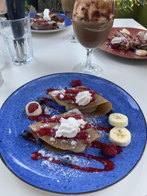 Banana Crepes and Mocha Frappe  at Art of Raw at The Garden Lounge in Zadar