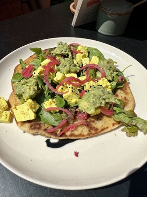 Flatbread with tofu and guacamole   at Domburgsche Bier en Melksalon in Domburg