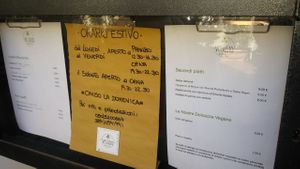 The menu and timetable. (PM me if big size needed.) at Il Vegusto in Pisa