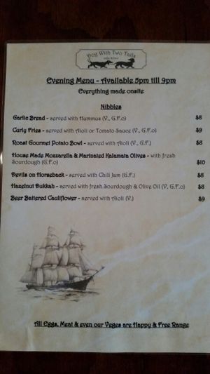 All day Menu at Dog With Two Tails in Dunedin
