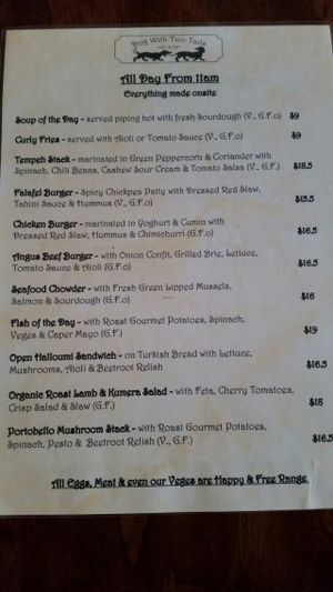 All Day Menu at Dog With Two Tails in Dunedin