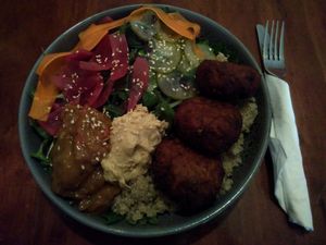 Vegan bramble bowl for $24 at Dog With Two Tails in Dunedin
