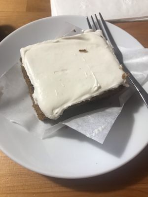 Vegan and gluten free pumpkin spice cake with vegan cream cheese frosting  at Choko Moko in Ajax