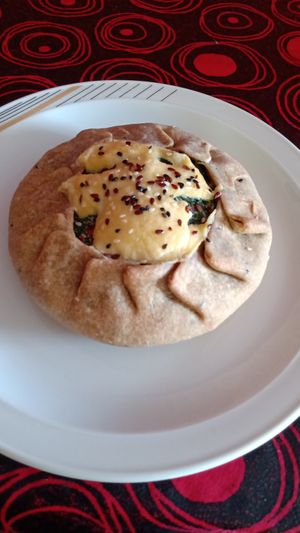 Tarta de acelga, tofu y queso veganius. Riquísima at Veganius in Buenos Aires