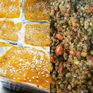 Pastel de calabaza con guiso de lentejas at Veganius in Buenos Aires