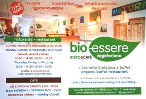Restaurant flyer at Bio Essere in Arco