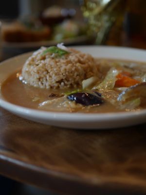 Eggplant and radish curry. mmmm. at Cafe Cob in Komono